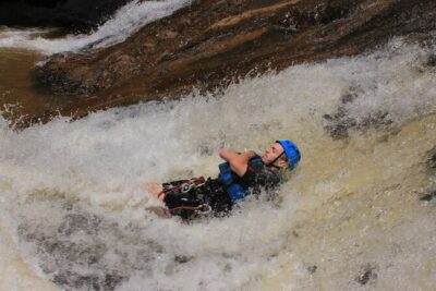 Canyoning Tour in Dalat Viet Nam - Rappel #1: an 18-meter descent beside a 30-meter waterfall