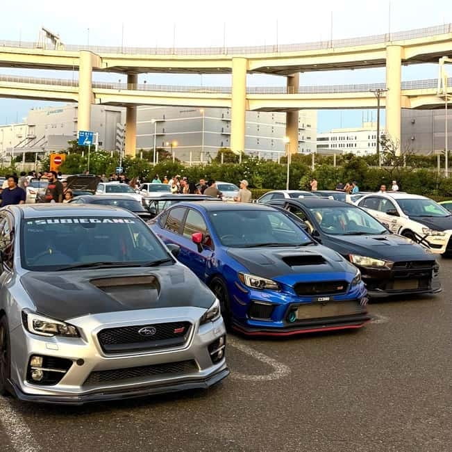 EVO, WRX, Skyline – JDM Night Run to Daikoku Car Meet - Your route: Shibuya start to Daikoku, then back for Tokyo night views