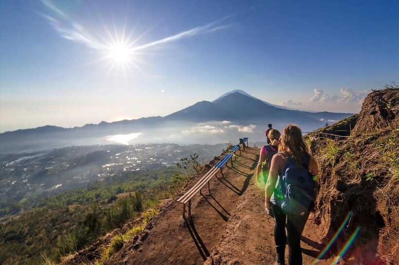 From Ubud: Mount Batur Hiking - Descending through younger craters: where the work continues