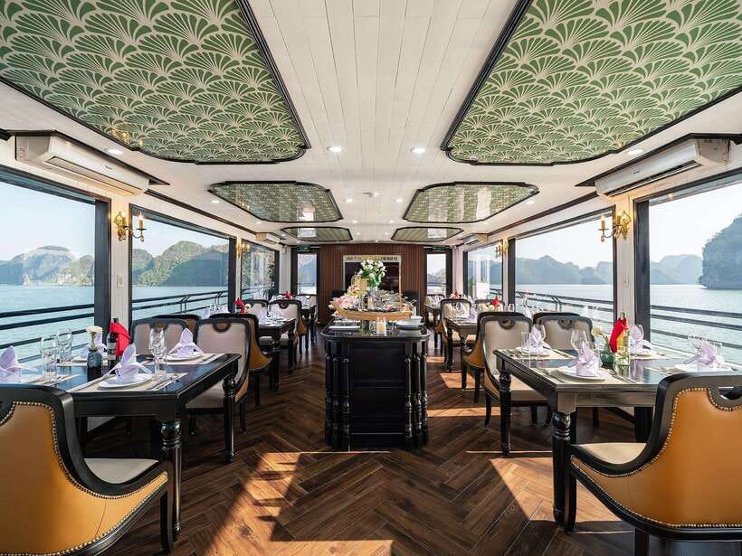 Halong Bay: Luxury Day Cruise with Buffet, Kayak, Swim - Buffet Lunch On Board: Filling Food, Simple Setup, Good Energy