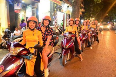 Hanoi Motorbike Tours Led By Women: Hanoi By Night Foodie Motorbike Tours - Old Quarter at 6:00 pm: starting easy with pickup and a safety briefing