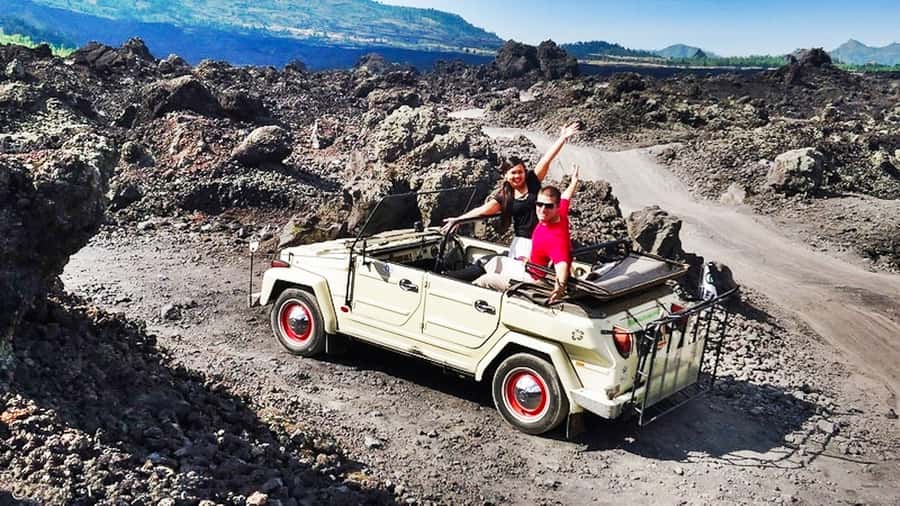 Mount Batur: Private Volkswagen Volcano Safari - Into the old crater: truck-route access and black lava views