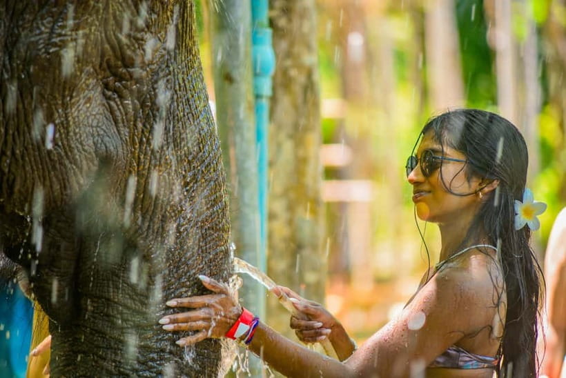 Phuket:Beach walk with elephants, rain & care. 2.5 hours - What to bring (so you don’t suffer)