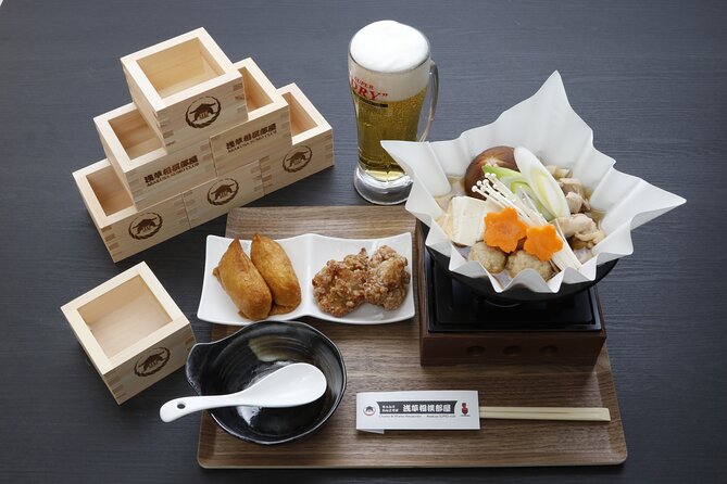 Tokyo Sumo Entertainment Show with Chicken Hot Pot and Photo - The chanko-nabe feast: chicken hot pot with sides and extra drinks